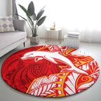 Dolphins Round Carpet Polynesian Tribal Tattoo Pacific Sport Art
