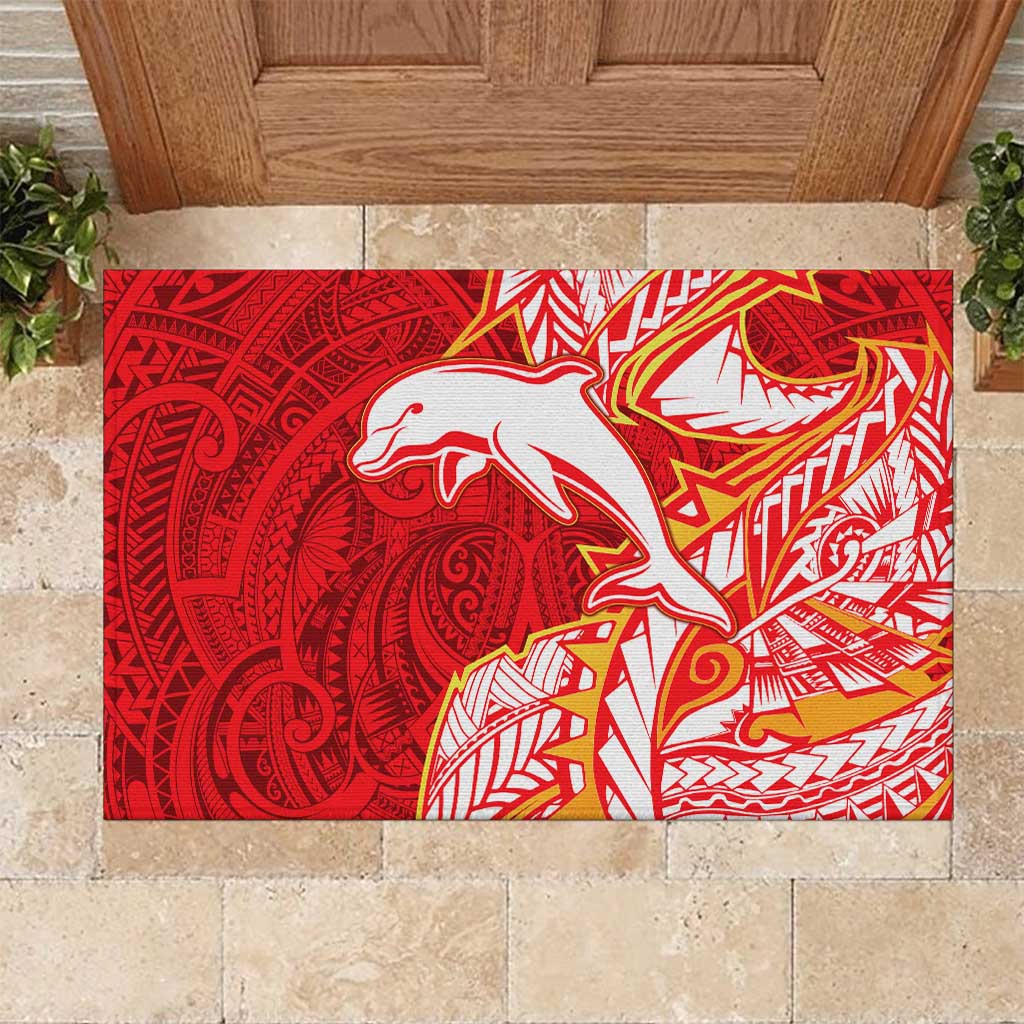 Dolphins Rubber Doormat Polynesian Tribal Tattoo Pacific Sport Art