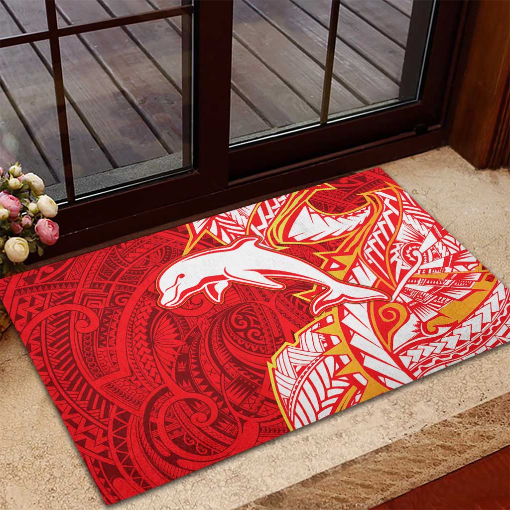 Dolphins Rubber Doormat Polynesian Tribal Tattoo Pacific Sport Art