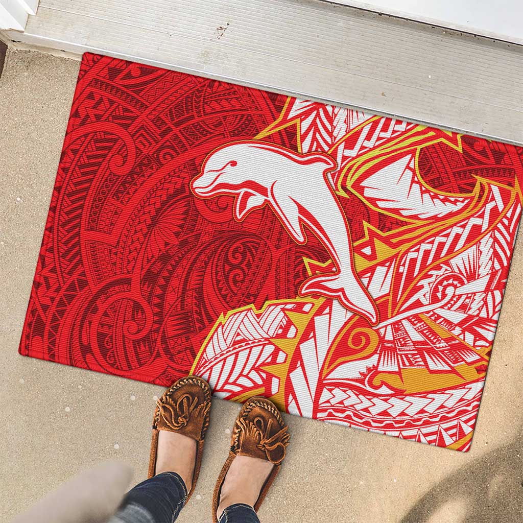 Dolphins Rubber Doormat Polynesian Tribal Tattoo Pacific Sport Art
