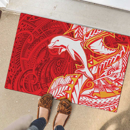Dolphins Rubber Doormat Polynesian Tribal Tattoo Pacific Sport Art