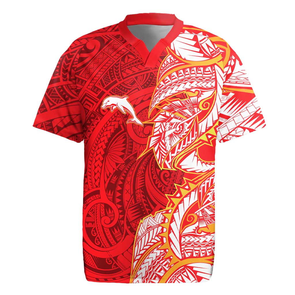 Dolphins Rugby Jersey Polynesian Tribal Tattoo Pacific Sport Art