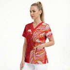 Dolphins Scrub Top Polynesian Tribal Tattoo Pacific Sport Art