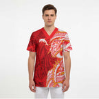 Dolphins Scrub Top Polynesian Tribal Tattoo Pacific Sport Art