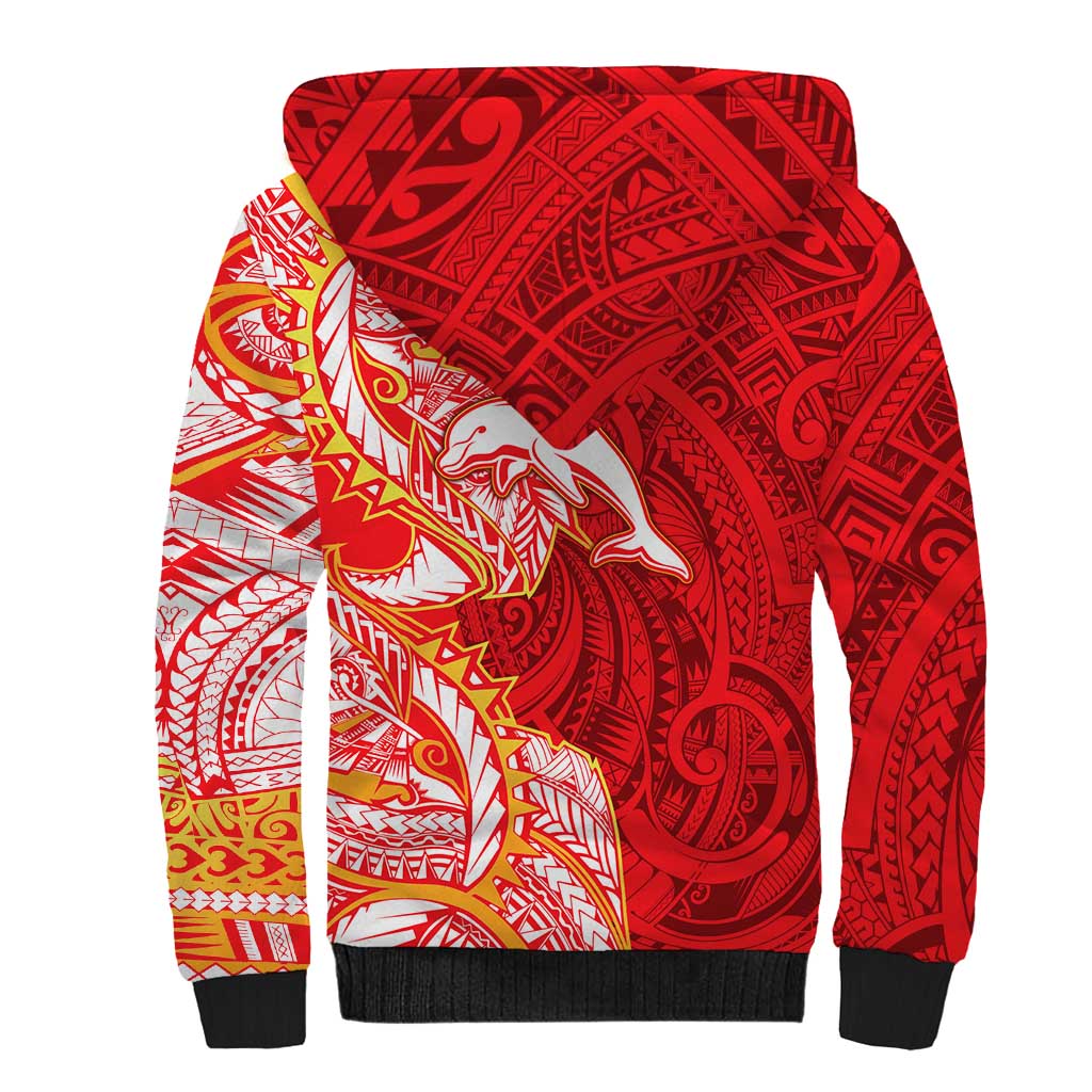 Dolphins Sherpa Hoodie Polynesian Tribal Tattoo Pacific Sport Art