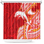 Dolphins Shower Curtain Polynesian Tribal Tattoo Pacific Sport Art