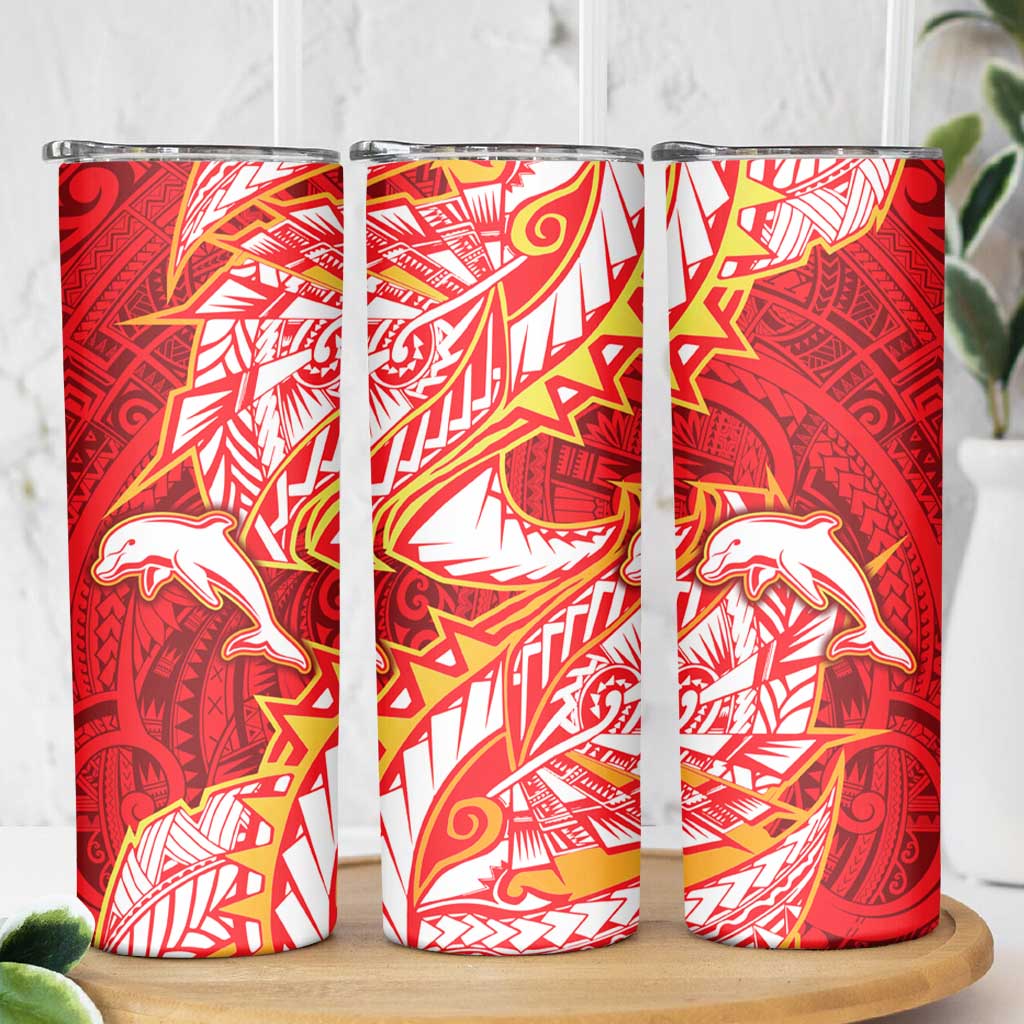 Dolphins Skinny Tumbler Polynesian Tribal Tattoo Pacific Sport Art