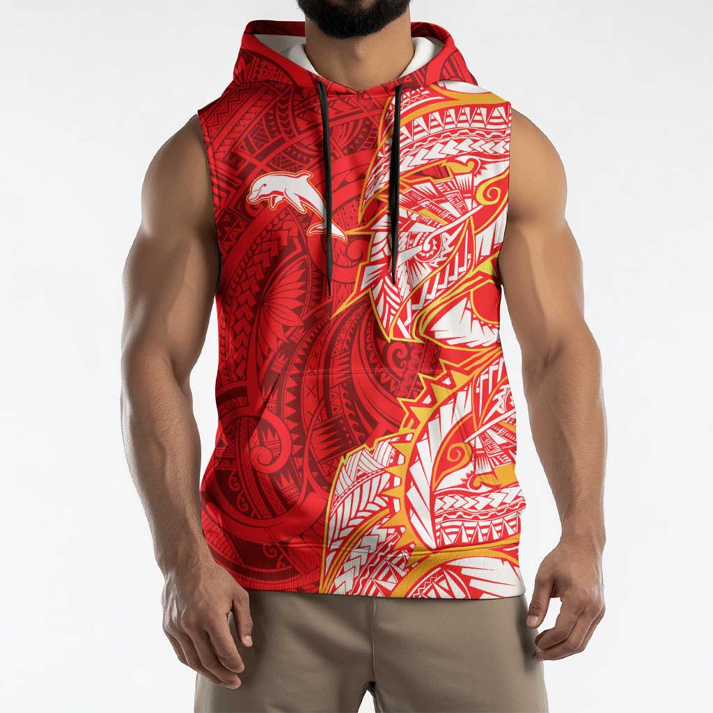 Dolphins Sleeveless Hoodie Polynesian Tribal Tattoo Pacific Sport Art