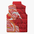 Dolphins Sleeveless Puffer Jacket Polynesian Tribal Tattoo Pacific Sport Art