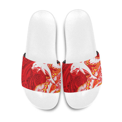 Dolphins Slide Sandals Polynesian Tribal Tattoo Pacific Sport Art