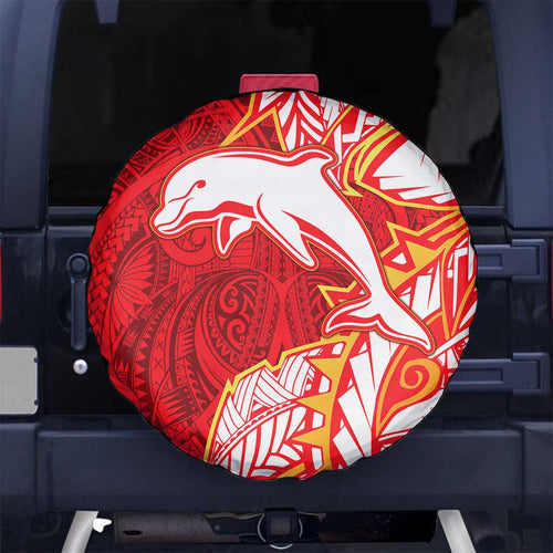 Dolphins Spare Tire Cover Polynesian Tribal Tattoo Pacific Sport Art