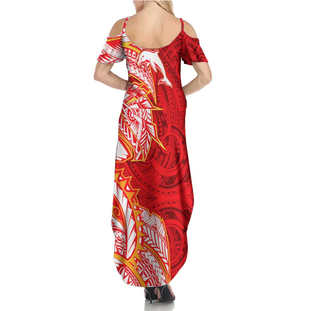 Dolphins Summer Maxi Dress Polynesian Tribal Tattoo Pacific Sport Art