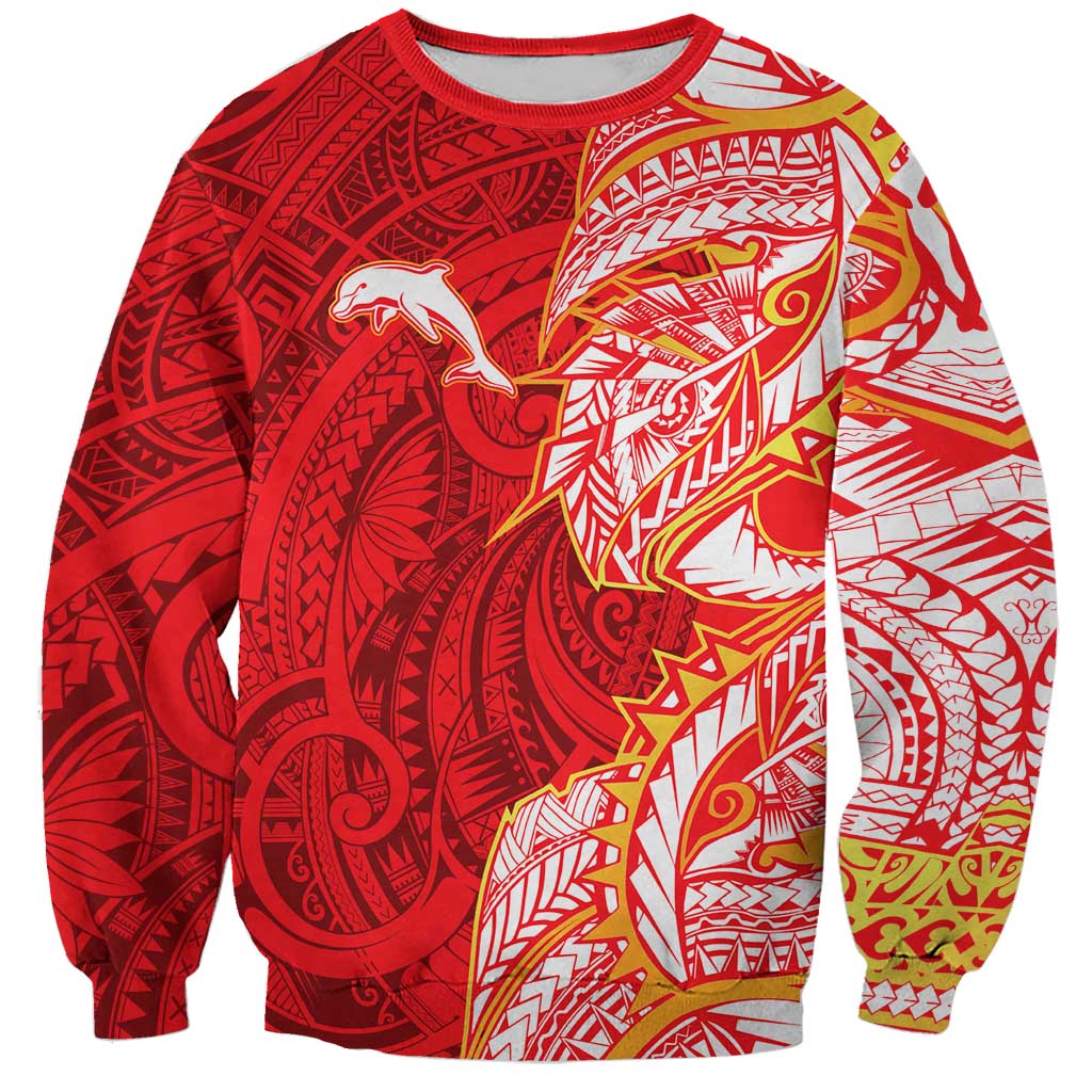 Dolphins Sweatshirt Polynesian Tribal Tattoo Pacific Sport Art