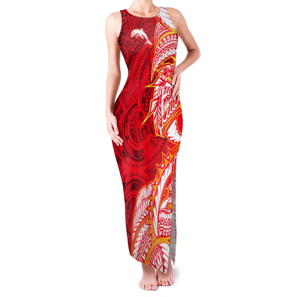 Dolphins Tank Maxi Dress Polynesian Tribal Tattoo Pacific Sport Art