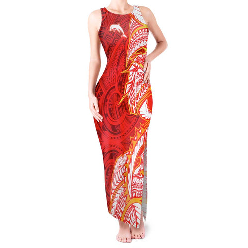 Dolphins Tank Maxi Dress Polynesian Tribal Tattoo Pacific Sport Art