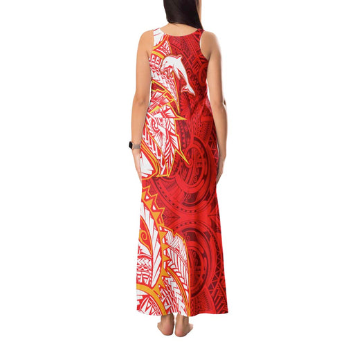 Dolphins Tank Maxi Dress Polynesian Tribal Tattoo Pacific Sport Art