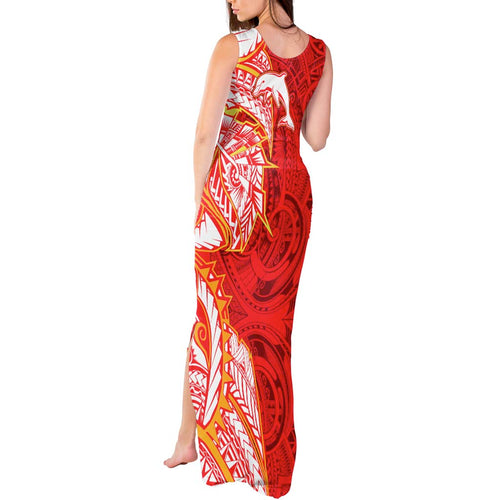 Dolphins Tank Maxi Dress Polynesian Tribal Tattoo Pacific Sport Art