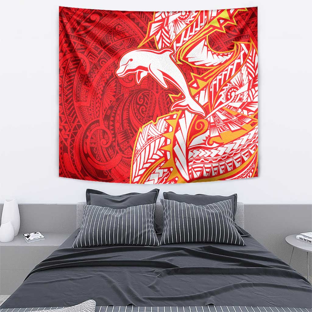 Dolphins Tapestry Polynesian Tribal Tattoo Pacific Sport Art