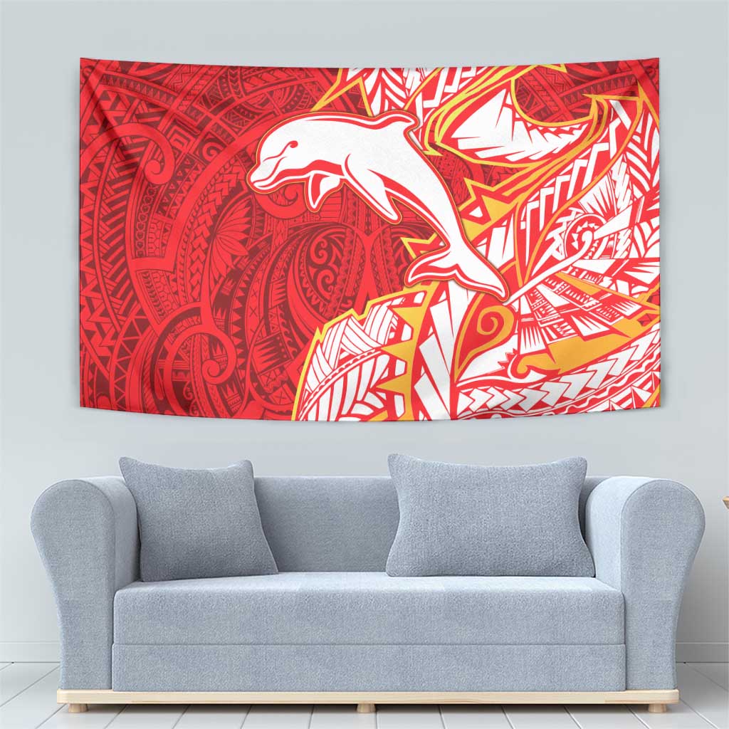 Dolphins Tapestry Polynesian Tribal Tattoo Pacific Sport Art