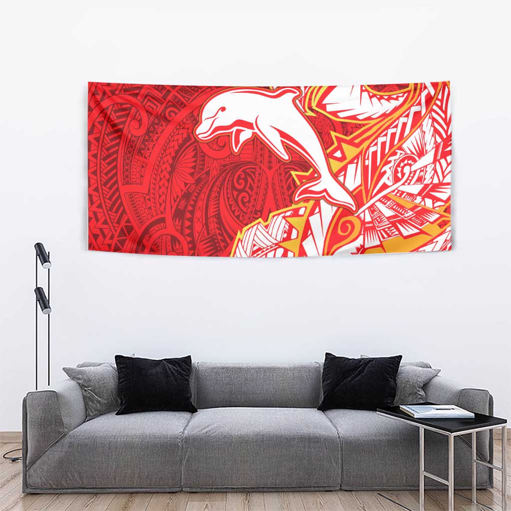 Dolphins Tapestry Polynesian Tribal Tattoo Pacific Sport Art