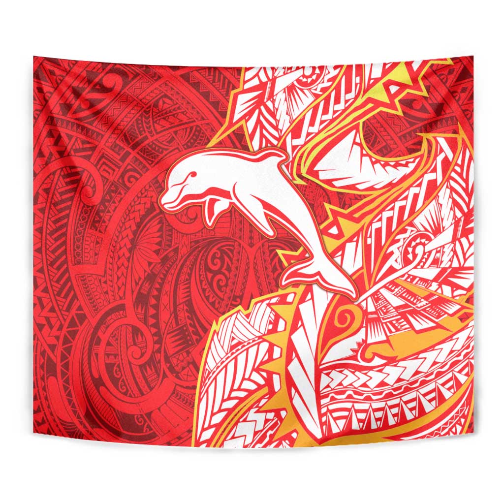 Dolphins Tapestry Polynesian Tribal Tattoo Pacific Sport Art