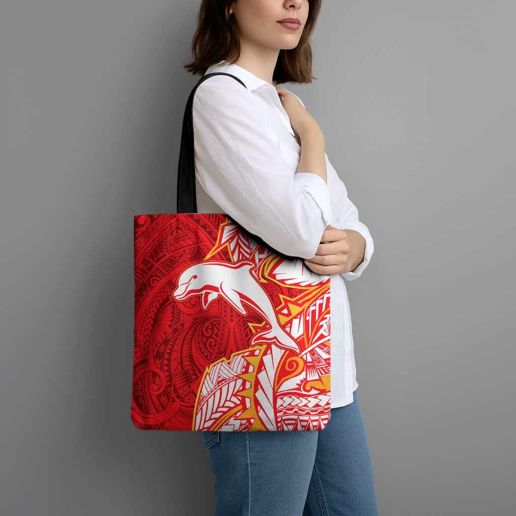 Dolphins Tote Bag Polynesian Tribal Tattoo Pacific Sport Art