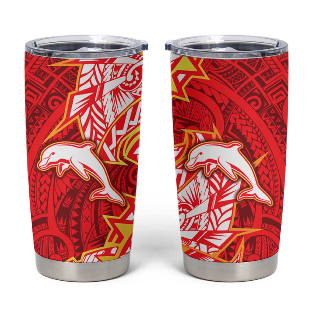 Dolphins Tumbler Cup Polynesian Tribal Tattoo Pacific Sport Art