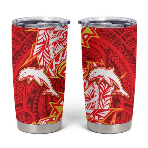 Dolphins Tumbler Cup Polynesian Tribal Tattoo Pacific Sport Art