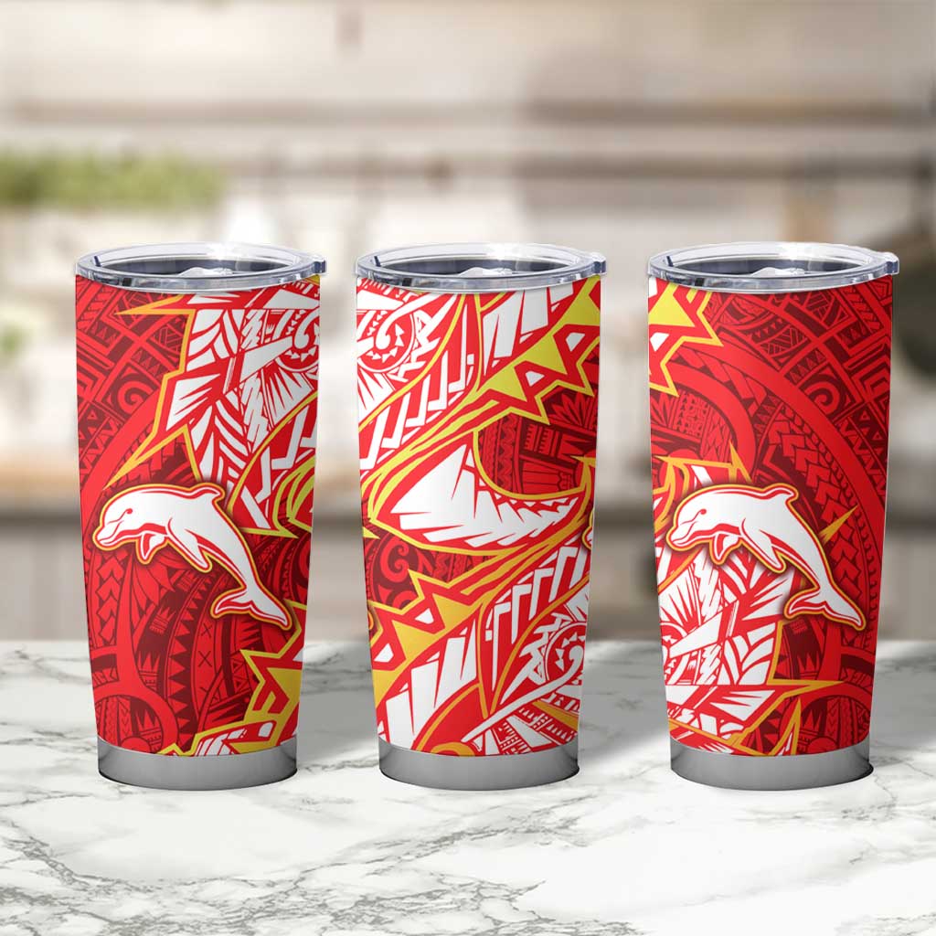 Dolphins Tumbler Cup Polynesian Tribal Tattoo Pacific Sport Art