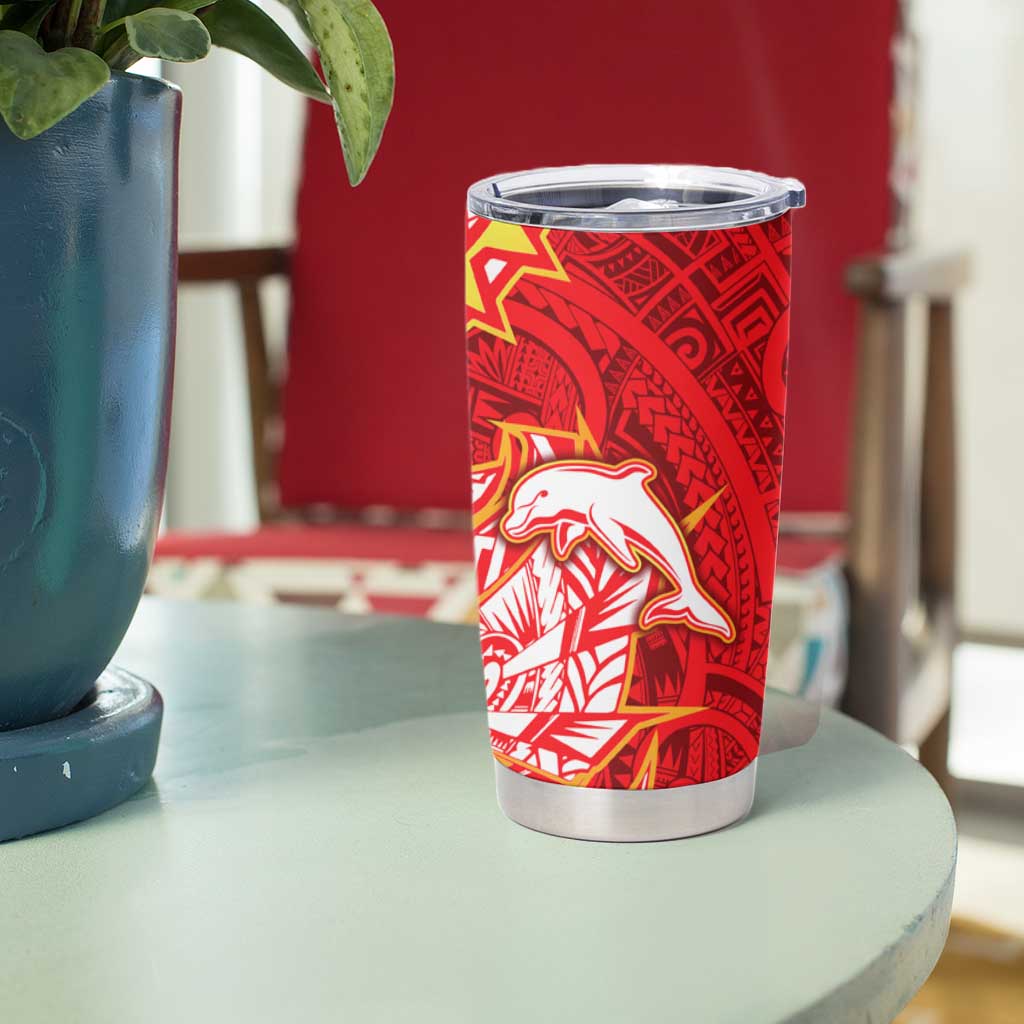 Dolphins Tumbler Cup Polynesian Tribal Tattoo Pacific Sport Art
