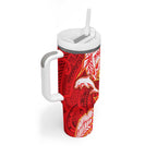 Dolphins Tumbler With Handle Polynesian Tribal Tattoo Pacific Sport Art