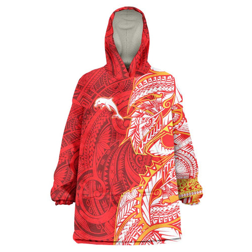 Dolphins Wearable Blanket Hoodie Polynesian Tribal Tattoo Pacific Sport Art