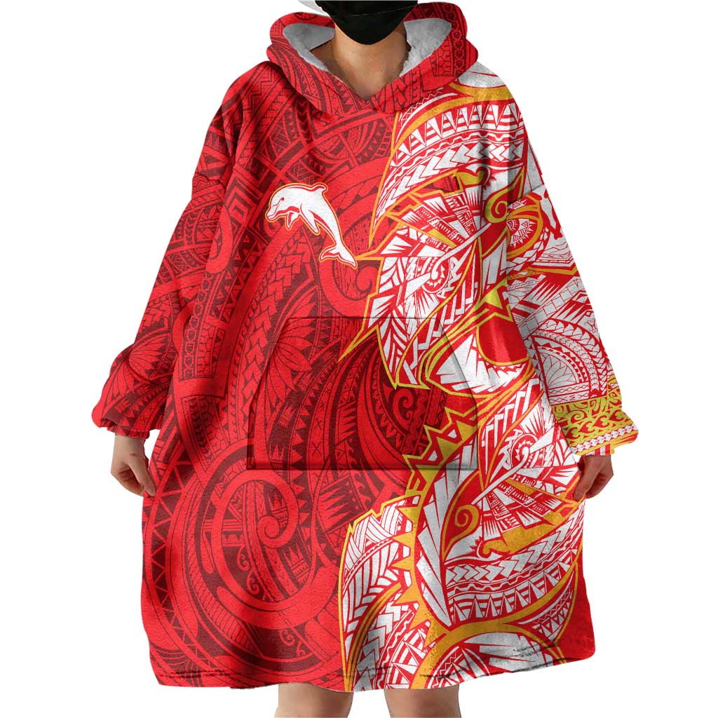Dolphins Wearable Blanket Hoodie Polynesian Tribal Tattoo Pacific Sport Art