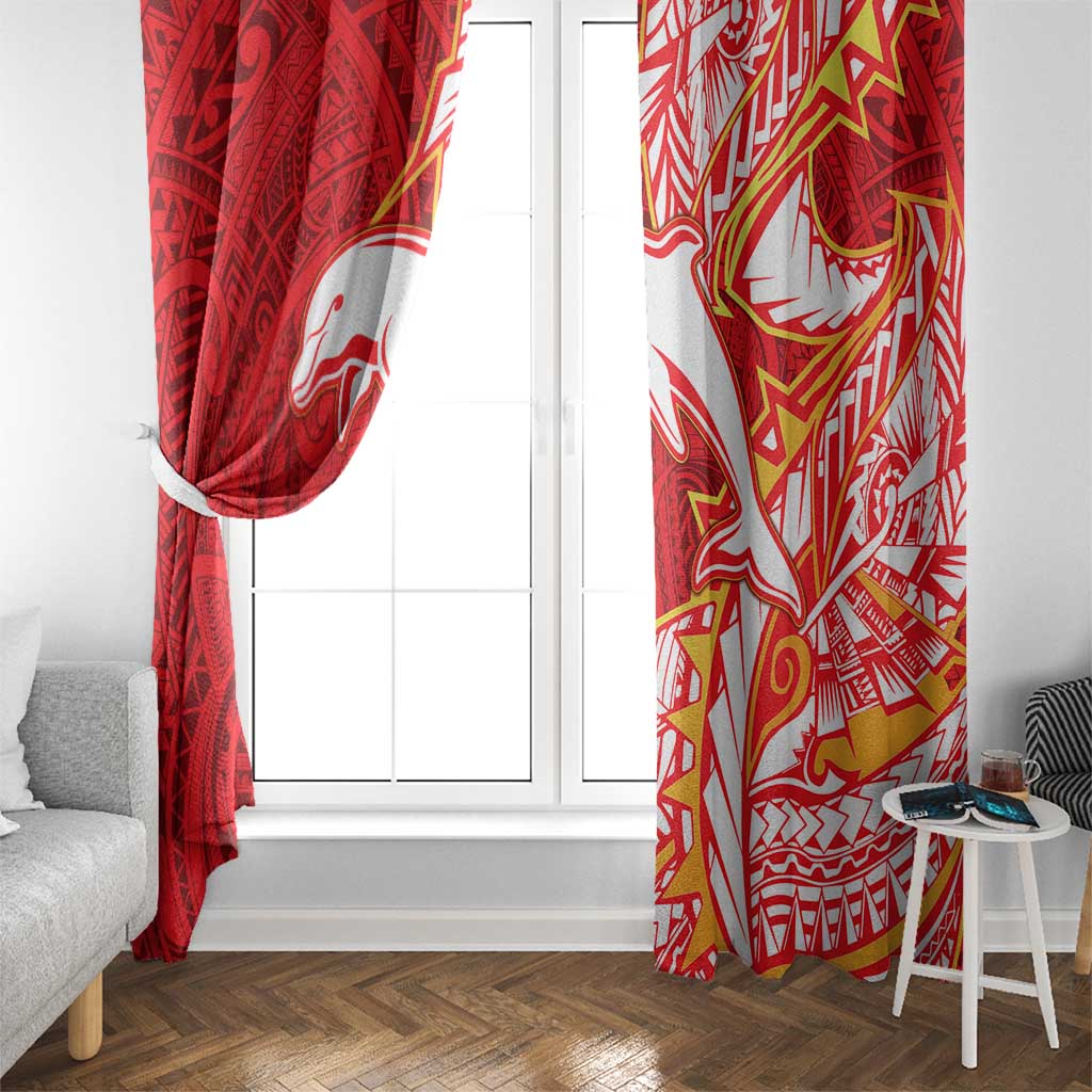 Dolphins Window Curtain Polynesian Tribal Tattoo Pacific Sport Art