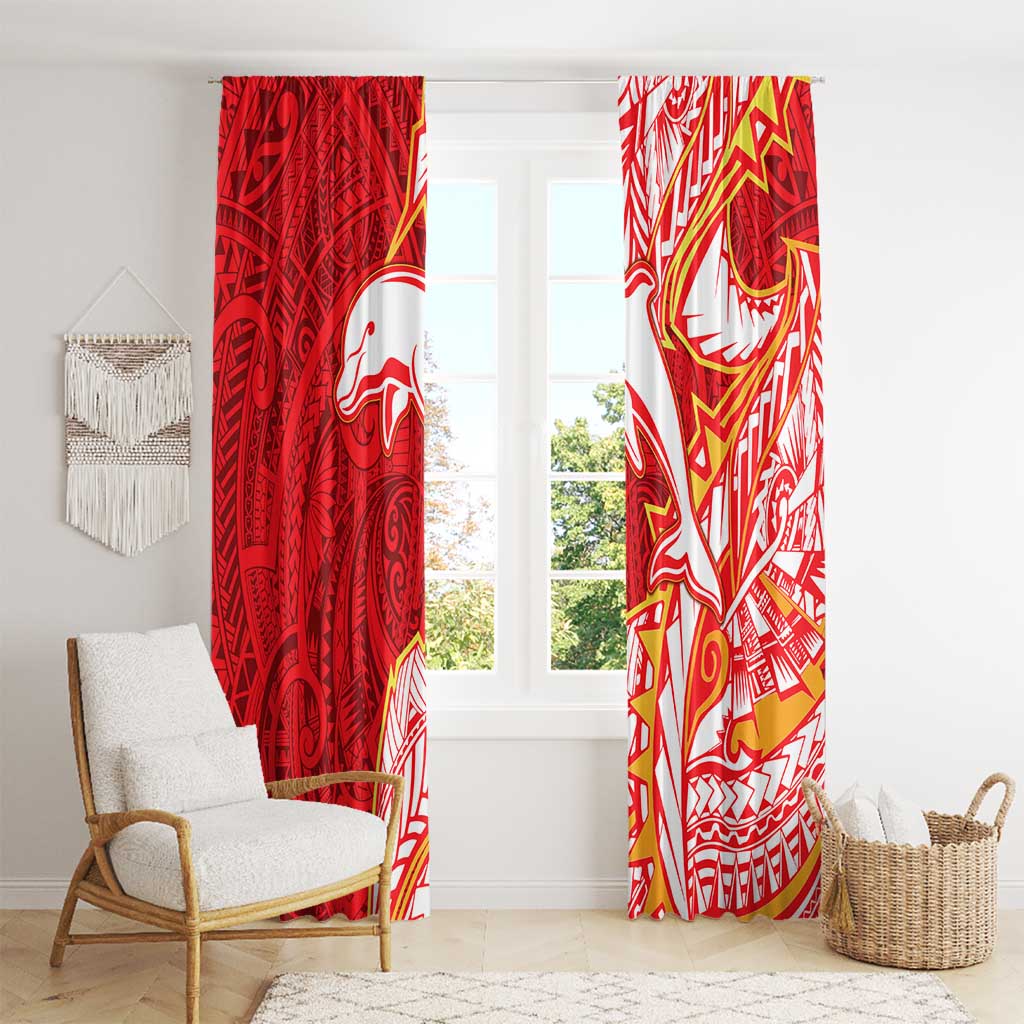 Dolphins Window Curtain Polynesian Tribal Tattoo Pacific Sport Art