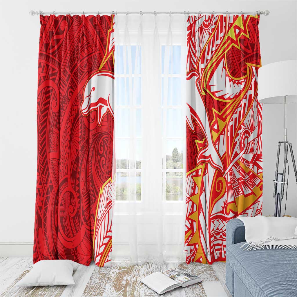 Dolphins Window Curtain Polynesian Tribal Tattoo Pacific Sport Art
