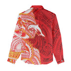 Dolphins Women Casual Shirt Polynesian Tribal Tattoo Pacific Sport Art