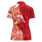 Dolphins Women Polo Shirt Polynesian Tribal Tattoo Pacific Sport Art