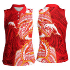 Dolphins Women Sleeveless Polo Shirt Polynesian Tribal Tattoo Pacific Sport Art