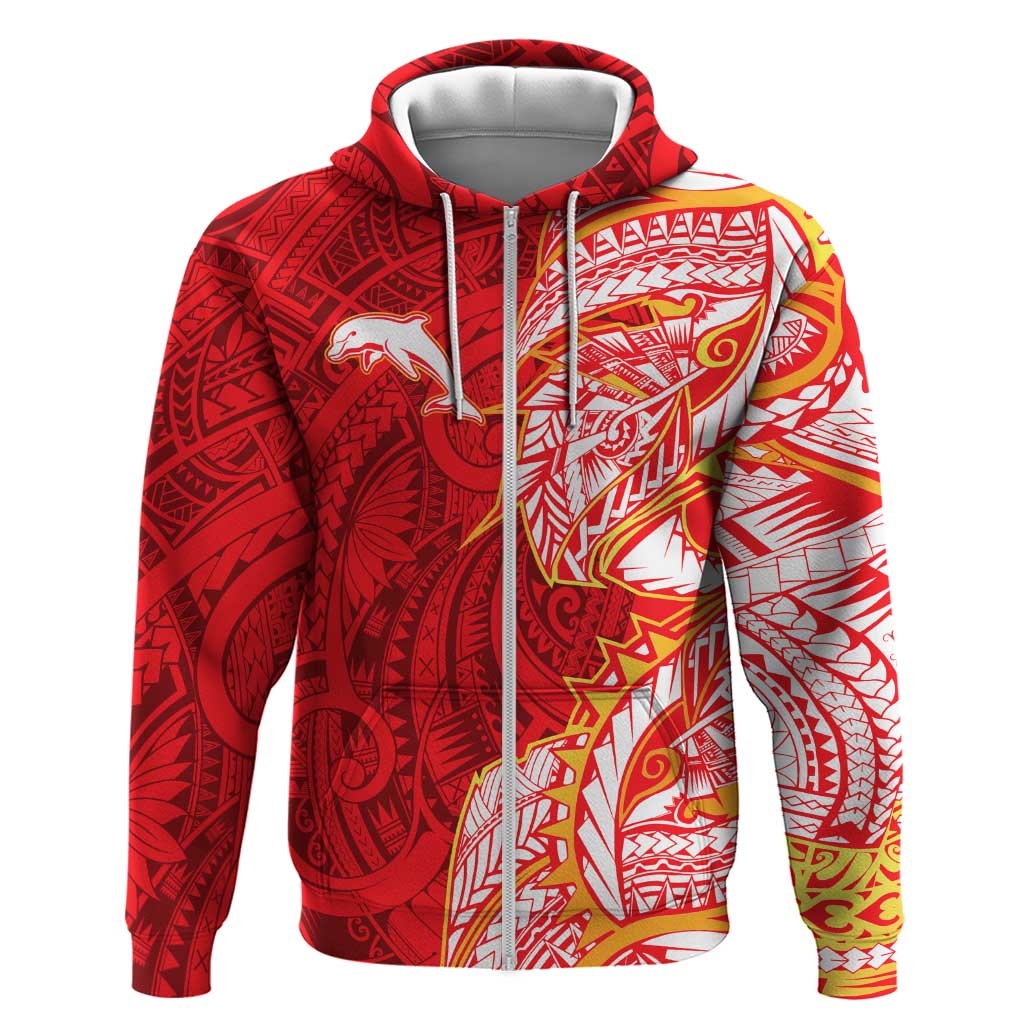 Dolphins Zip Hoodie Polynesian Tribal Tattoo Pacific Sport Art