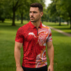 Dolphins Zipper Polo Shirt Polynesian Tribal Tattoo Pacific Sport Art