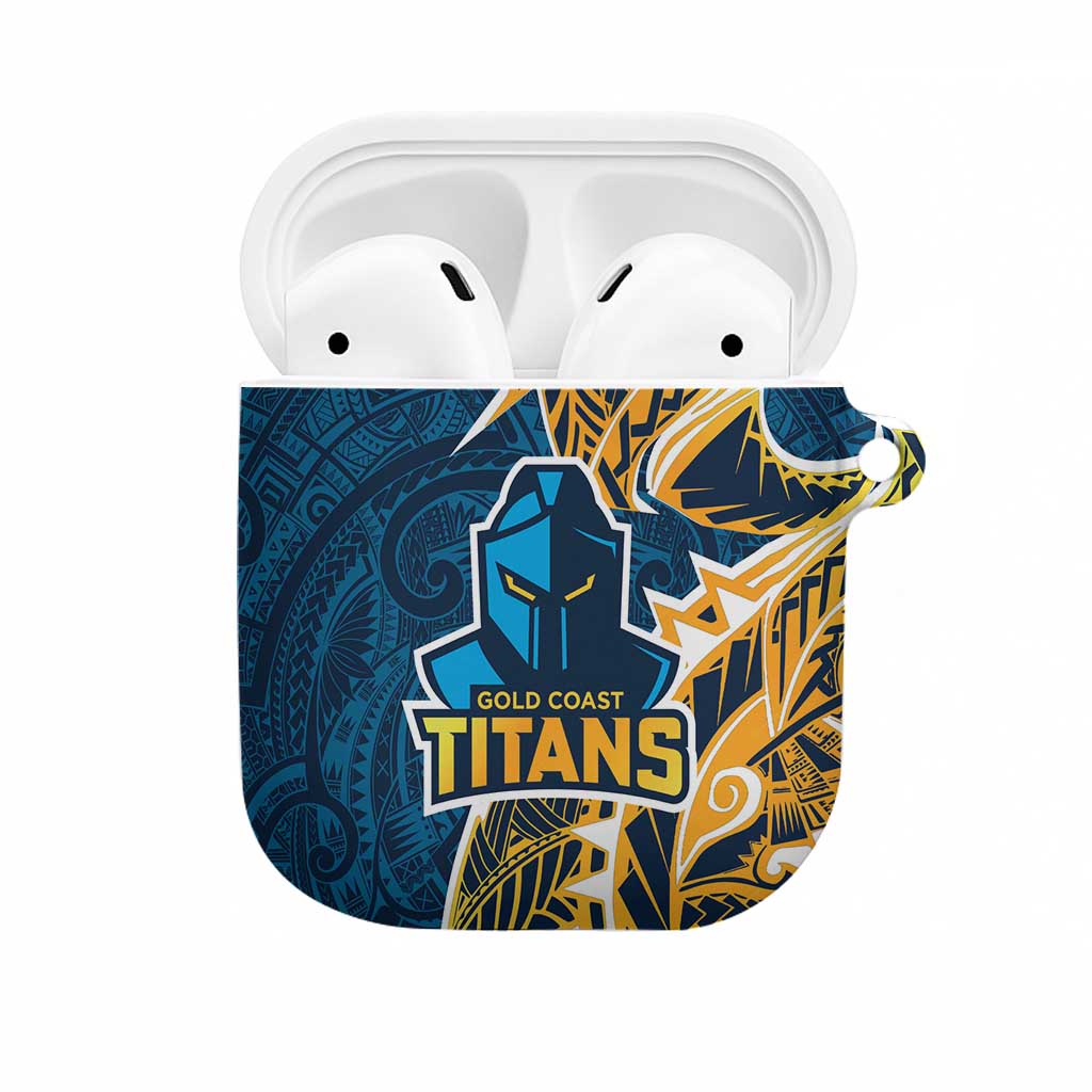 Gold Coast Titans AirPods Case Polynesian Tribal Tattoo Pacific Sport Art