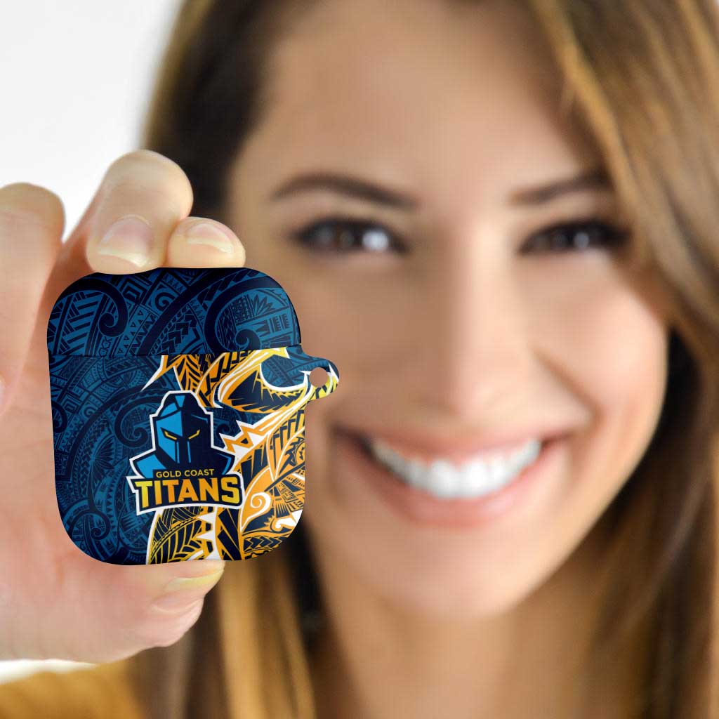 Gold Coast Titans AirPods Case Polynesian Tribal Tattoo Pacific Sport Art