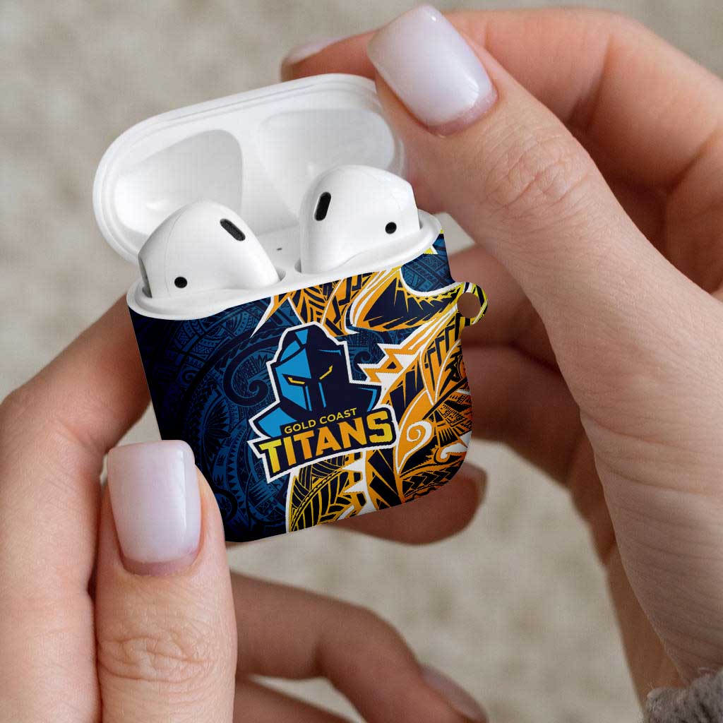 Gold Coast Titans AirPods Case Polynesian Tribal Tattoo Pacific Sport Art