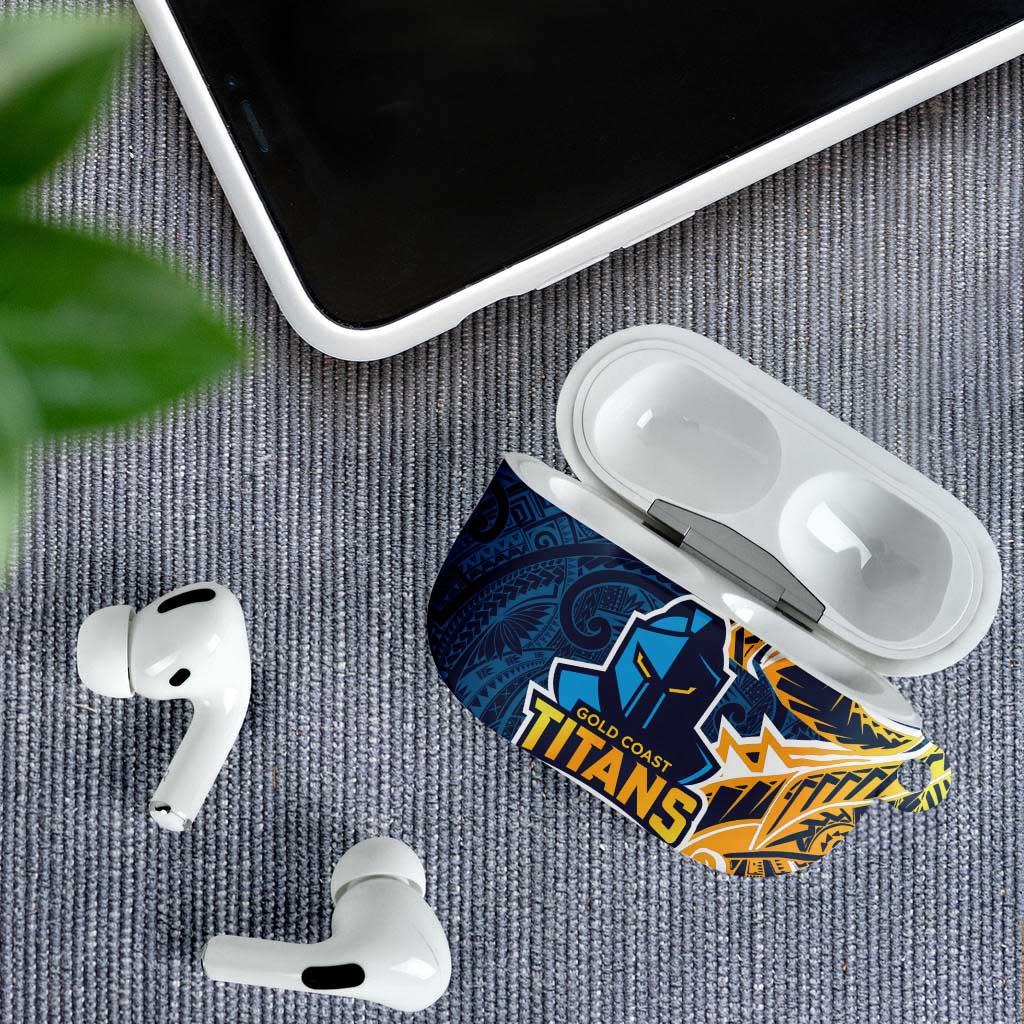 Gold Coast Titans AirPods Case Polynesian Tribal Tattoo Pacific Sport Art