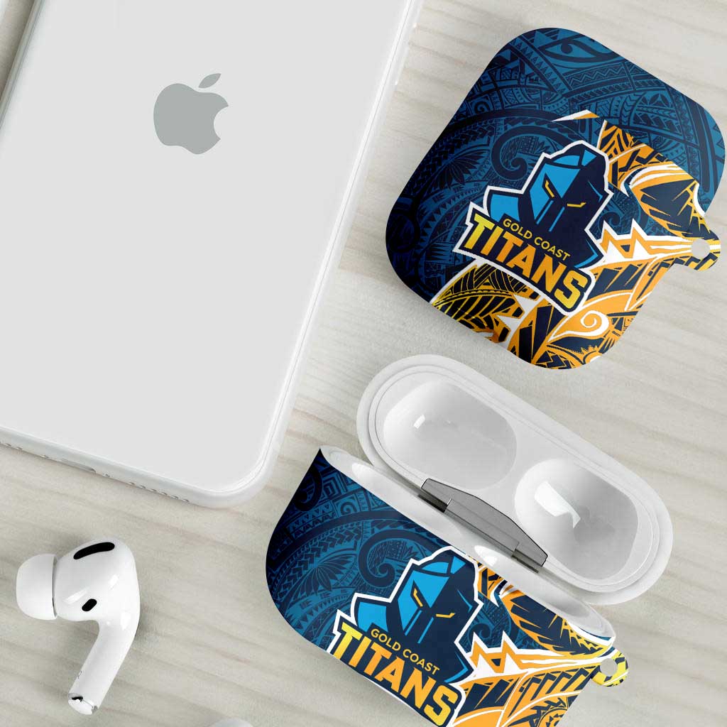 Gold Coast Titans AirPods Case Polynesian Tribal Tattoo Pacific Sport Art