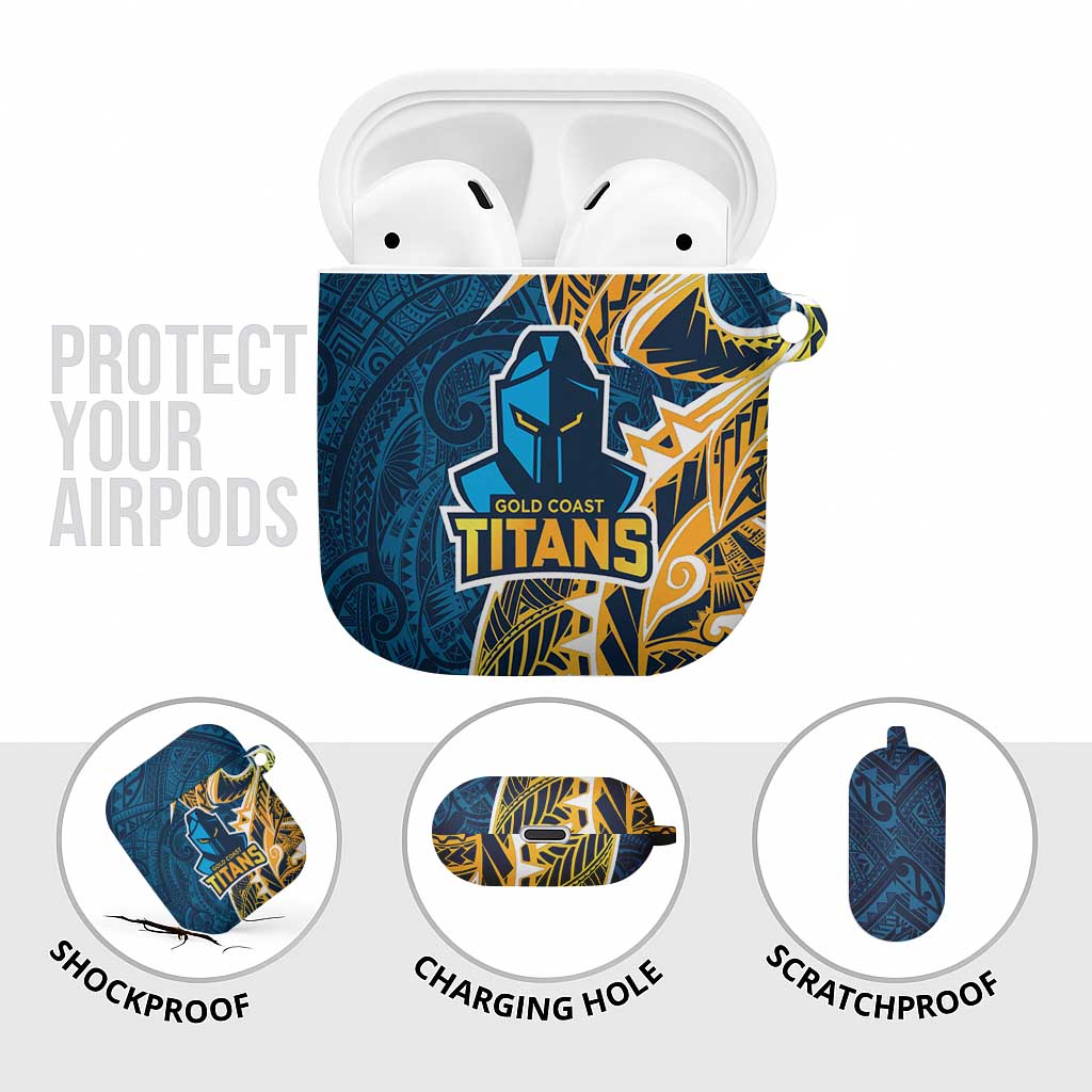 Gold Coast Titans AirPods Case Polynesian Tribal Tattoo Pacific Sport Art