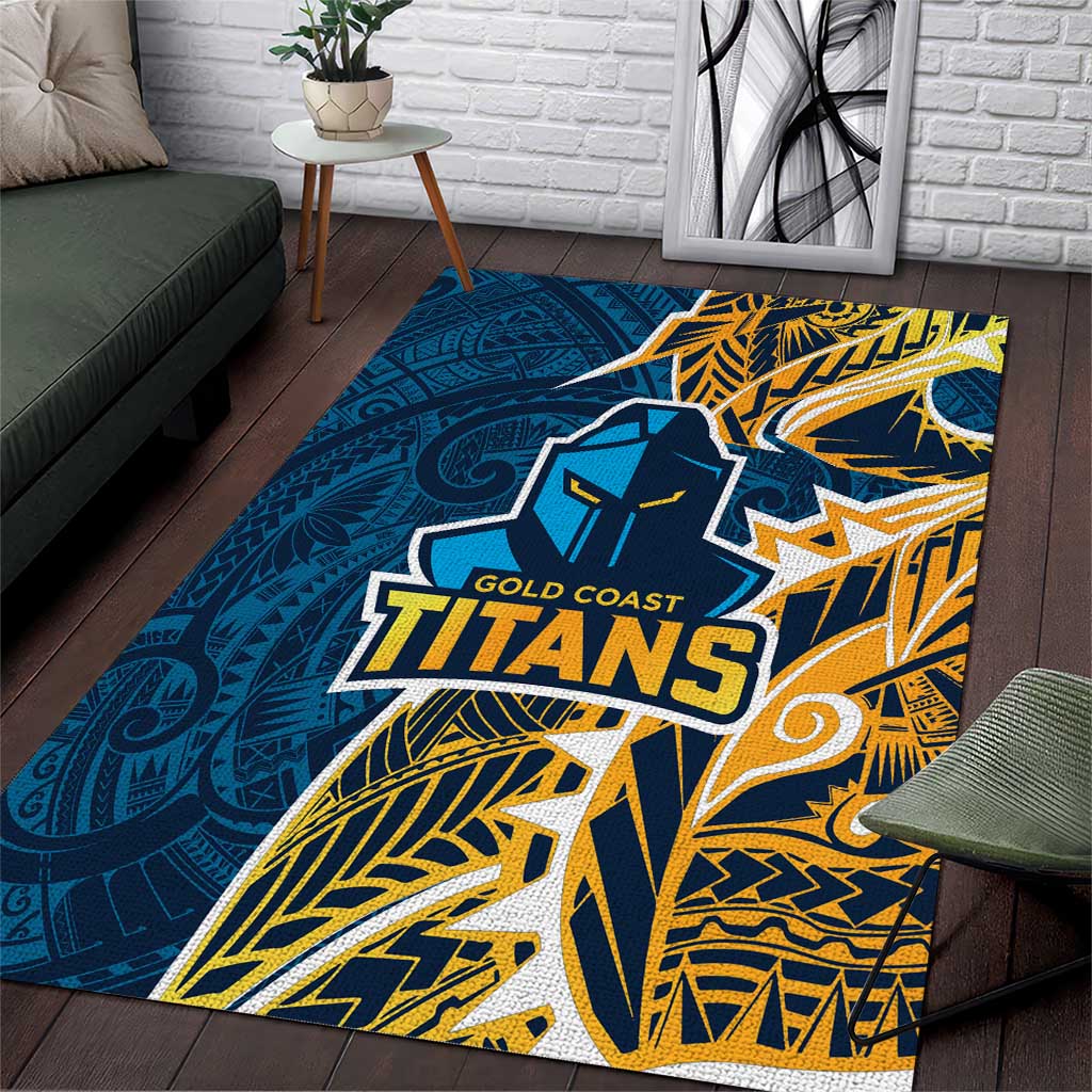 Gold Coast Titans Area Rug Polynesian Tribal Tattoo Pacific Sport Art