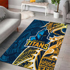 Gold Coast Titans Area Rug Polynesian Tribal Tattoo Pacific Sport Art