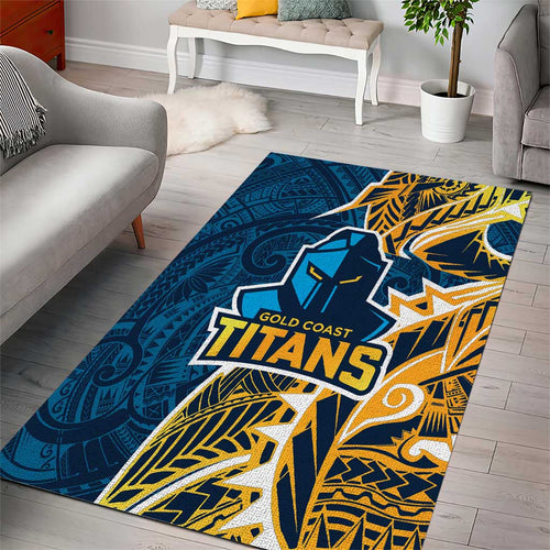Gold Coast Titans Area Rug Polynesian Tribal Tattoo Pacific Sport Art